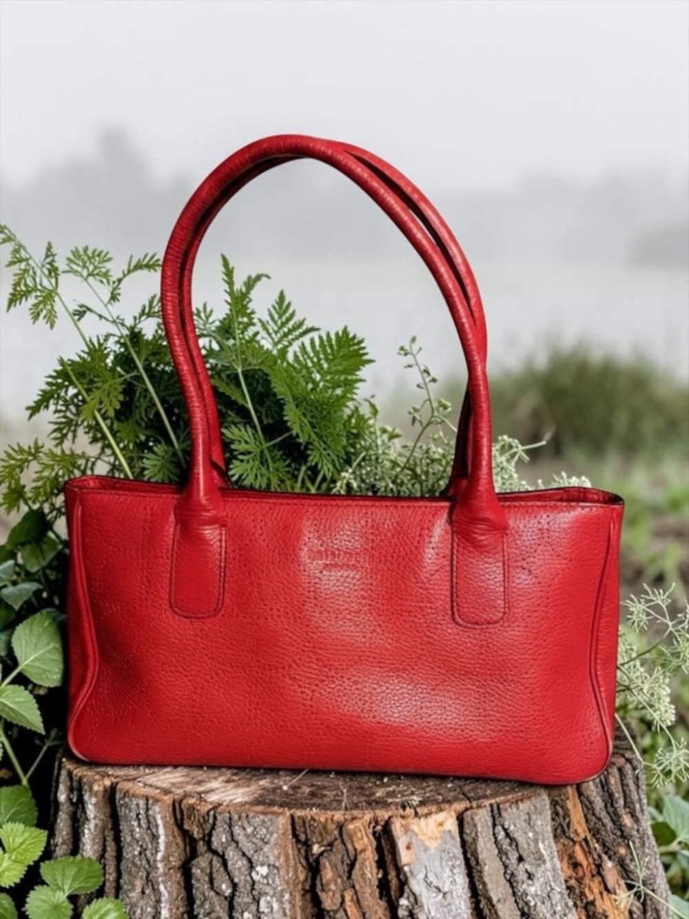 Kate Spade Noel Rue Red Pebbled Leather Perforated Tote EUC